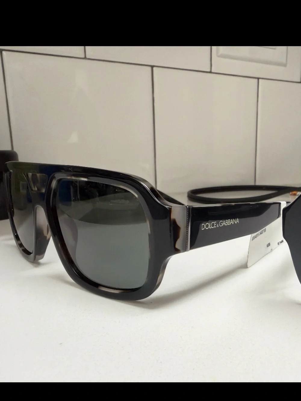 Dolce & Gabbana Black Square Sunglasses with Gray Lenses
